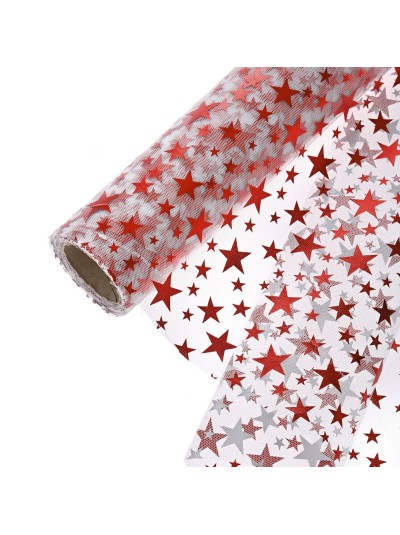 ΡΟΛΛΟ TULLE METALLIC BIG STARS 50cmX9m ΚΟΚΚΙΝΟ